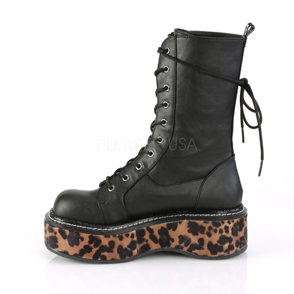 Gothic Leopard Platform Lace Up Boots - Picture 3 of 5